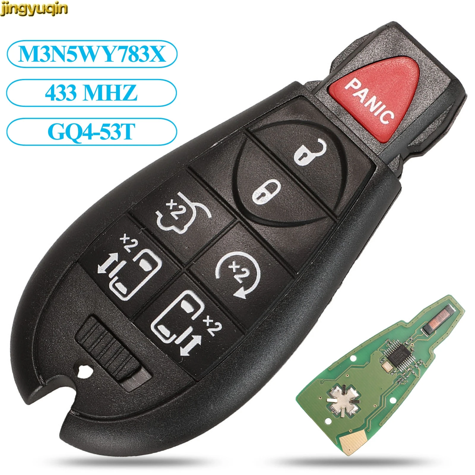 

Jingyuqin 2/3/4/5/6/7 Button Smart Remote Key 433MHZ ID46 For Jeep Grand Cherokee Chrysler M3N5WY783X IYZ-C01C GQ4-53T