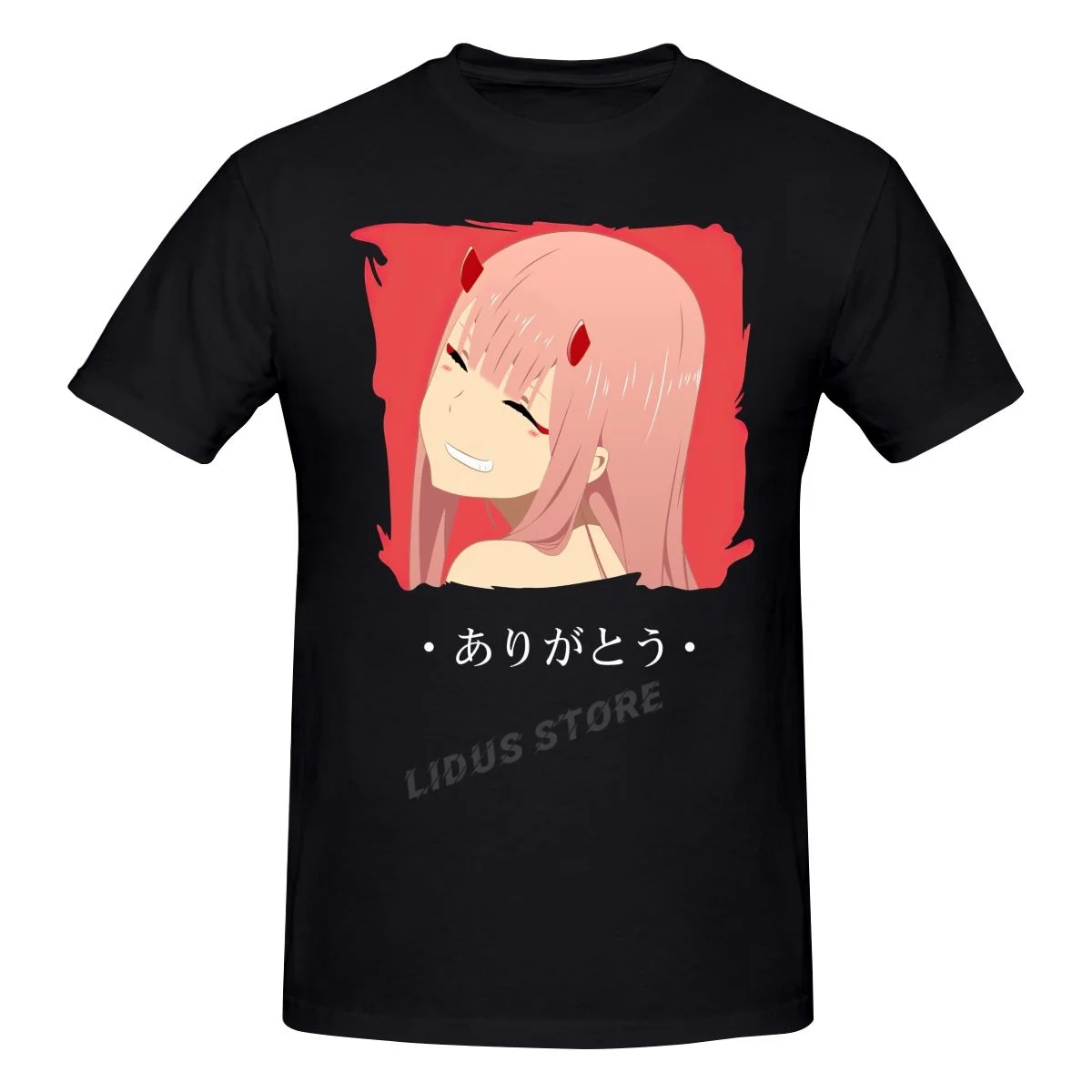 

Zero Two from Darling in The Franxx Arigatou T shirt Harajuku Short Sleeve T-shirt 100% Cotton Graphics Tshirt Brands Tee Top