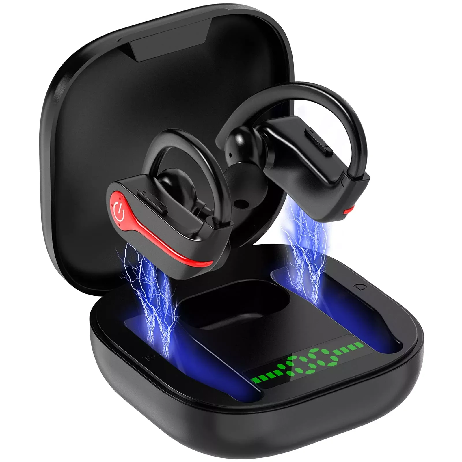 

Wireless Earbuds Bluetooth Earphone Sports Headphones Earhooks Headset 6D Stereo HiFi Sound Noise Cancelling for Working/Travel