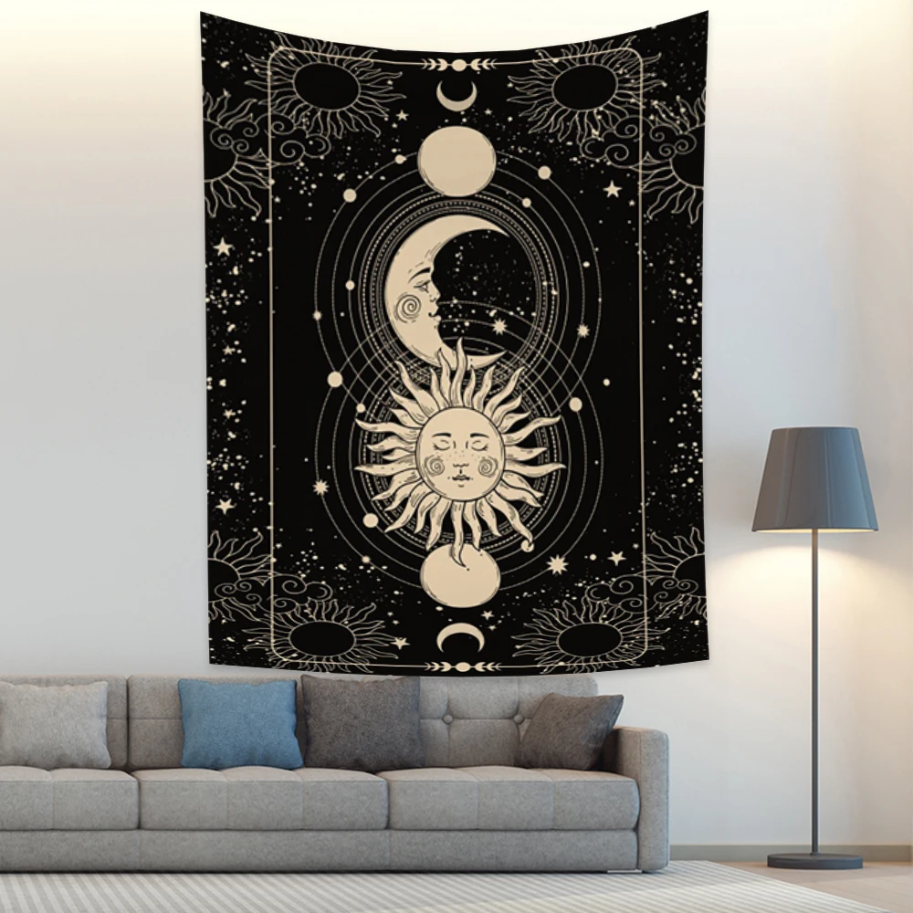 

Sun Moon Indian Mandala Tapestry Tarot Card Wall Hanging for Room Home Hippie Bedspread Witchcraft Psychedelic Bohemian Decor