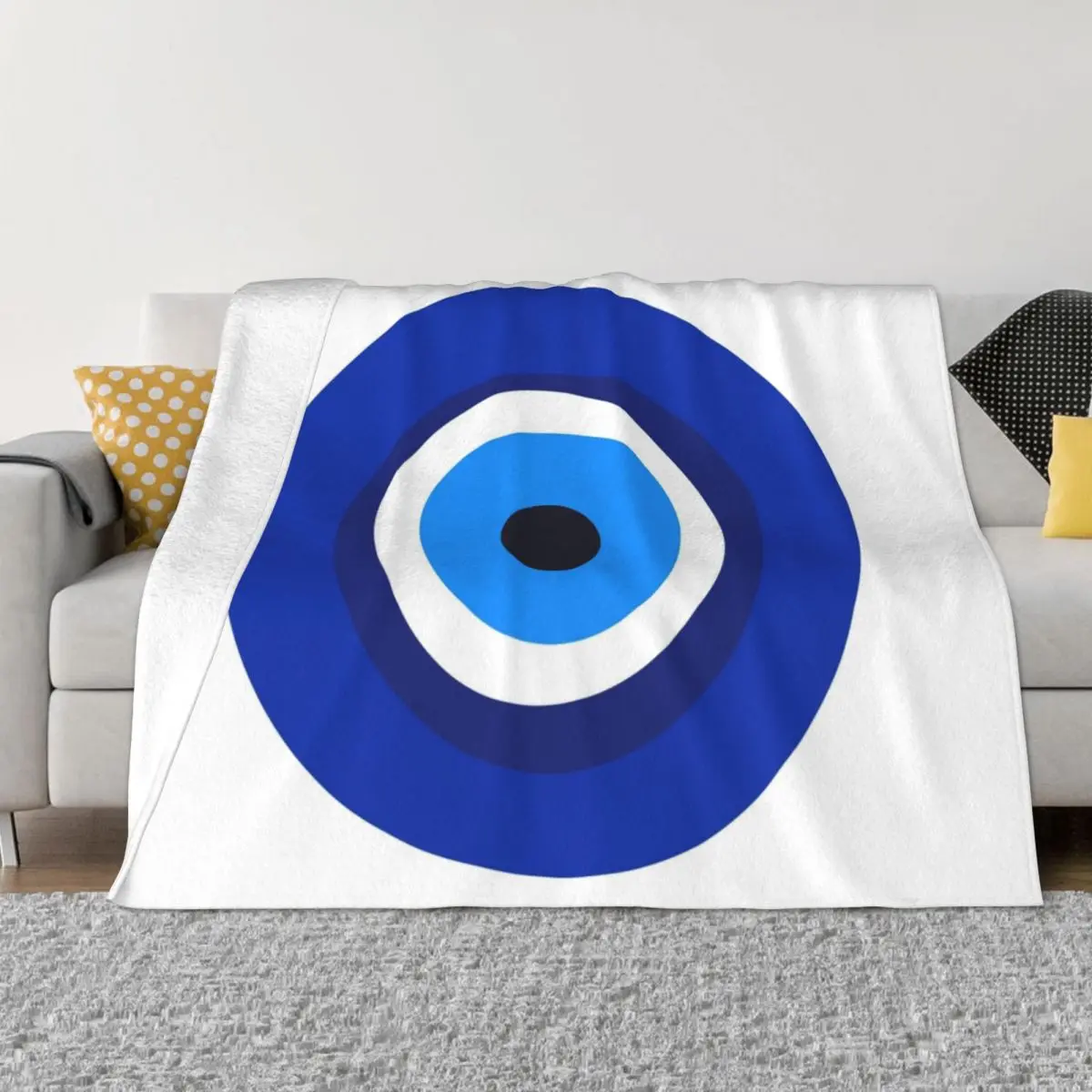 

Greek Amulet Evil Eye Knitted Blanket Coral Fleece Plush Nazar Lucky Charm Super Soft Throw Blankets for Bedding Couch Bedspread