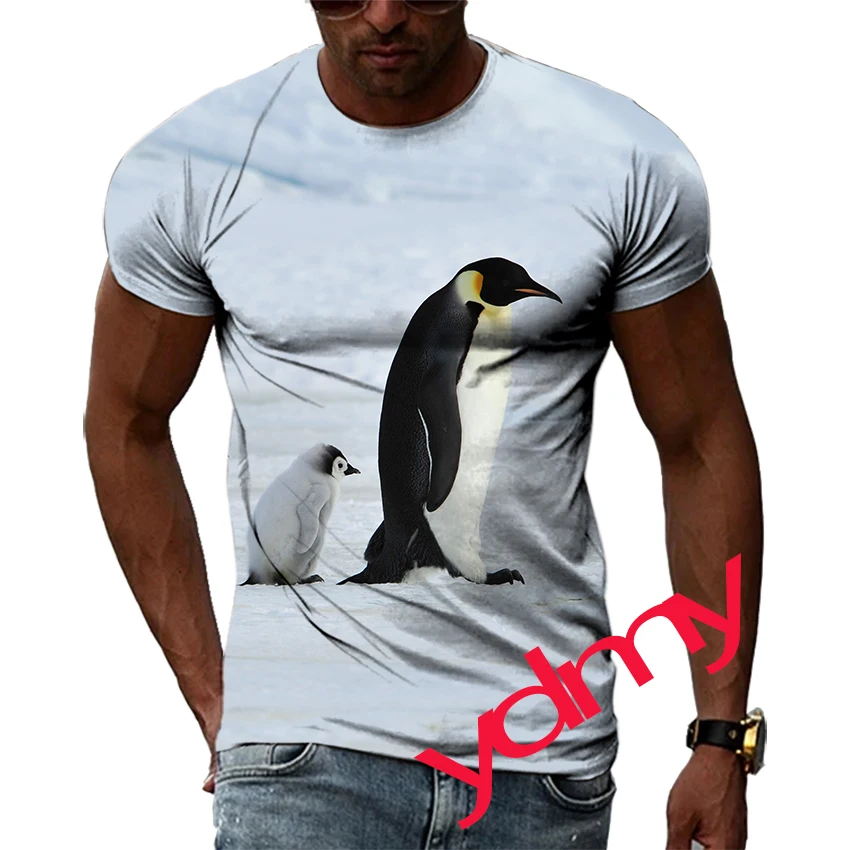 

Summer Tide Fashion Penguin Picture Men T-Shirts Casual 3D Print Tees Hip Hop Personality Round Neck Short Sleeve Tops