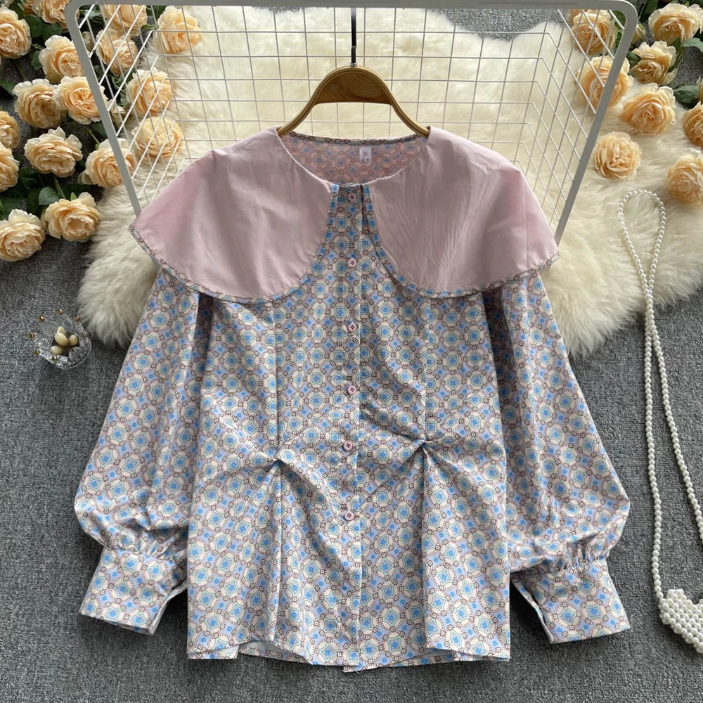 

Women's New Spring Autumn 2022 Lapel Long Sleeve Floral Print Tops Casual Shirts and Blouse Camisas Para Mujer E177