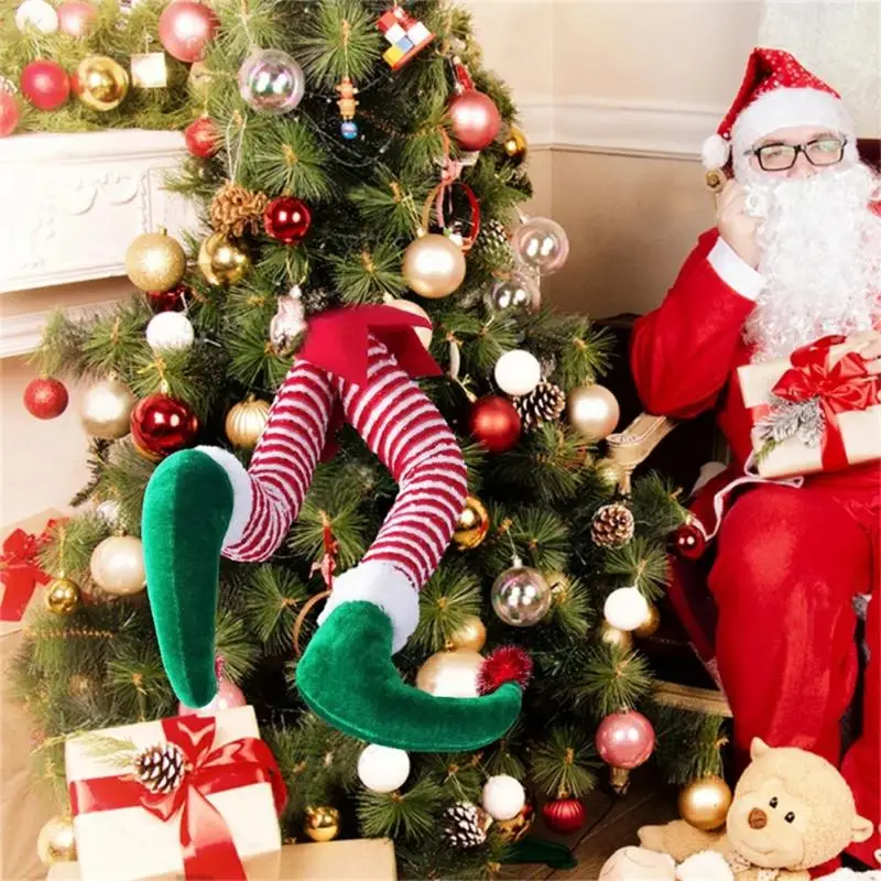 

Santa Claus Elf Leg Pendant Plush Feet And Shoes Christmas Party Decoration Christmas Tree Pendant Christmas Daily Necessities