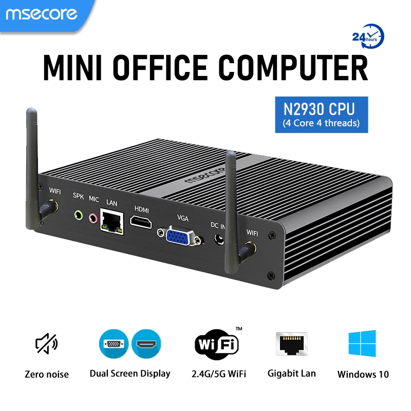 MSECORE Mini PC Windows 10 Intel Celeron N2930 Processor Mini PC Gaming Computer Mini Computer DDR3L 8GB 512GB SSD Linux WiFi