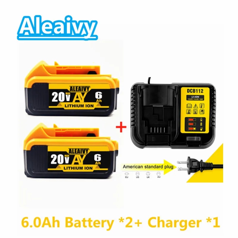 

20V 6.0Ah MAX XR Battery power tool Replacement for DeWalt DCB184 DCB181 DCB182 DCB200 20V 6A 18Volt 20v Battery dewalt Charger