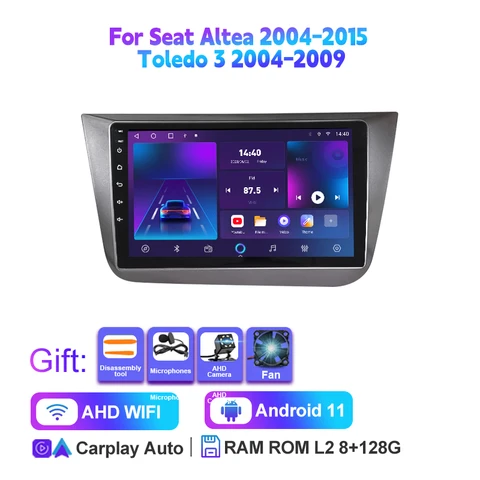 Автомагнитола для Seat Altea 2004-2015 Toledo 3 2004-2009 LHD с Wi-Fi, навигацией, GPS, Android, Автомобильный плеер Carplay, стерео, Android 12, DVD-плеер