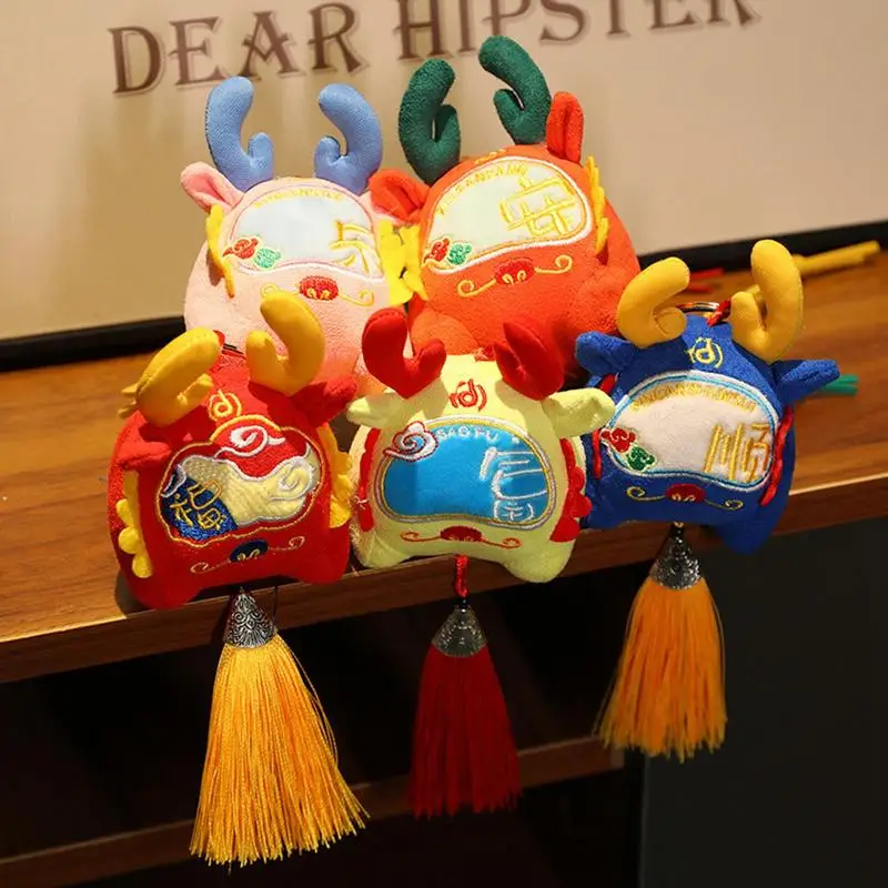 

Zodiac Dragon Plush Pendant 2024 Chinese Dragon Plush pendant Animal Mascot Doll Spring Festival Ornament New Year Children Gift