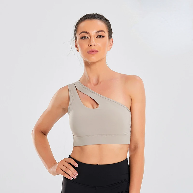 

X-HERR One Shoulder Cutout Sports Bra for Women Sexy Gym Fitness Workout Tops Fashion Padded Exercise Trainning Yoga Bras 2022