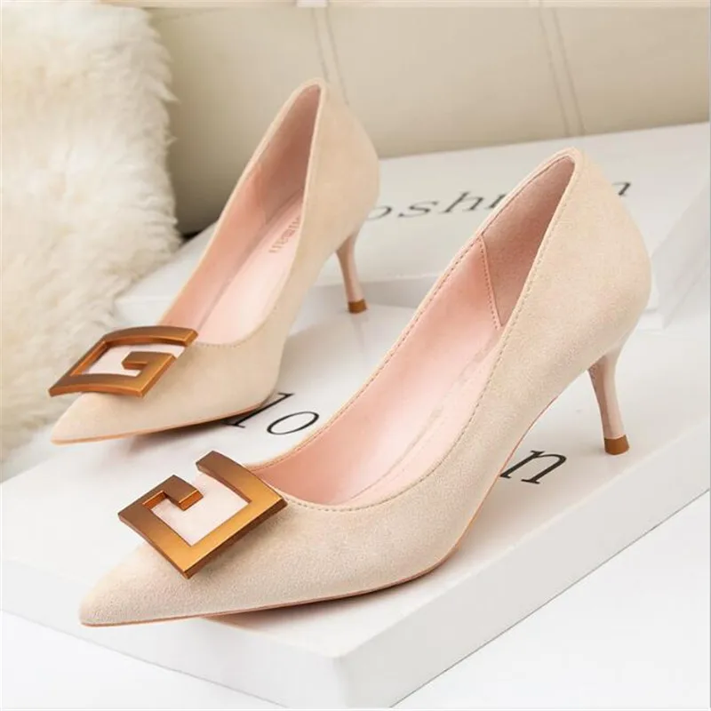 2022 HOT Elegant Metal Buckle Show Thin Women's Sandals Solid Patent Leather Pointed Toe Fashion Brand High Heels Women Shoes
