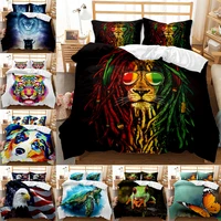 cute animal printed bedding set tiger lion dog quilt cover twin king size bedding set 23pcs duvet cover with pillowcase