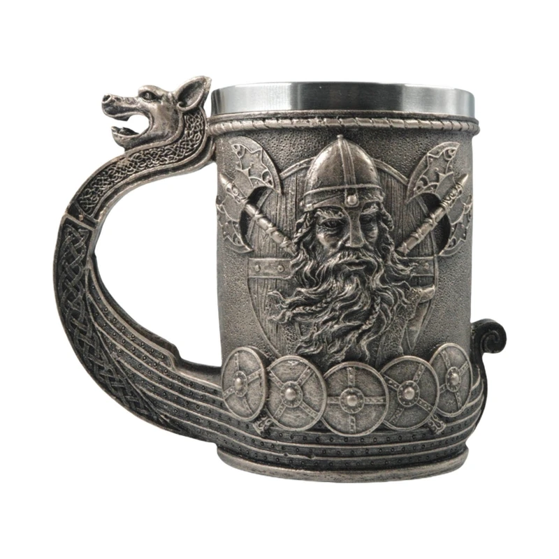

Viking Pirate Rune Beer Mug 304 Stainless Steel Tankard Resin Imitation