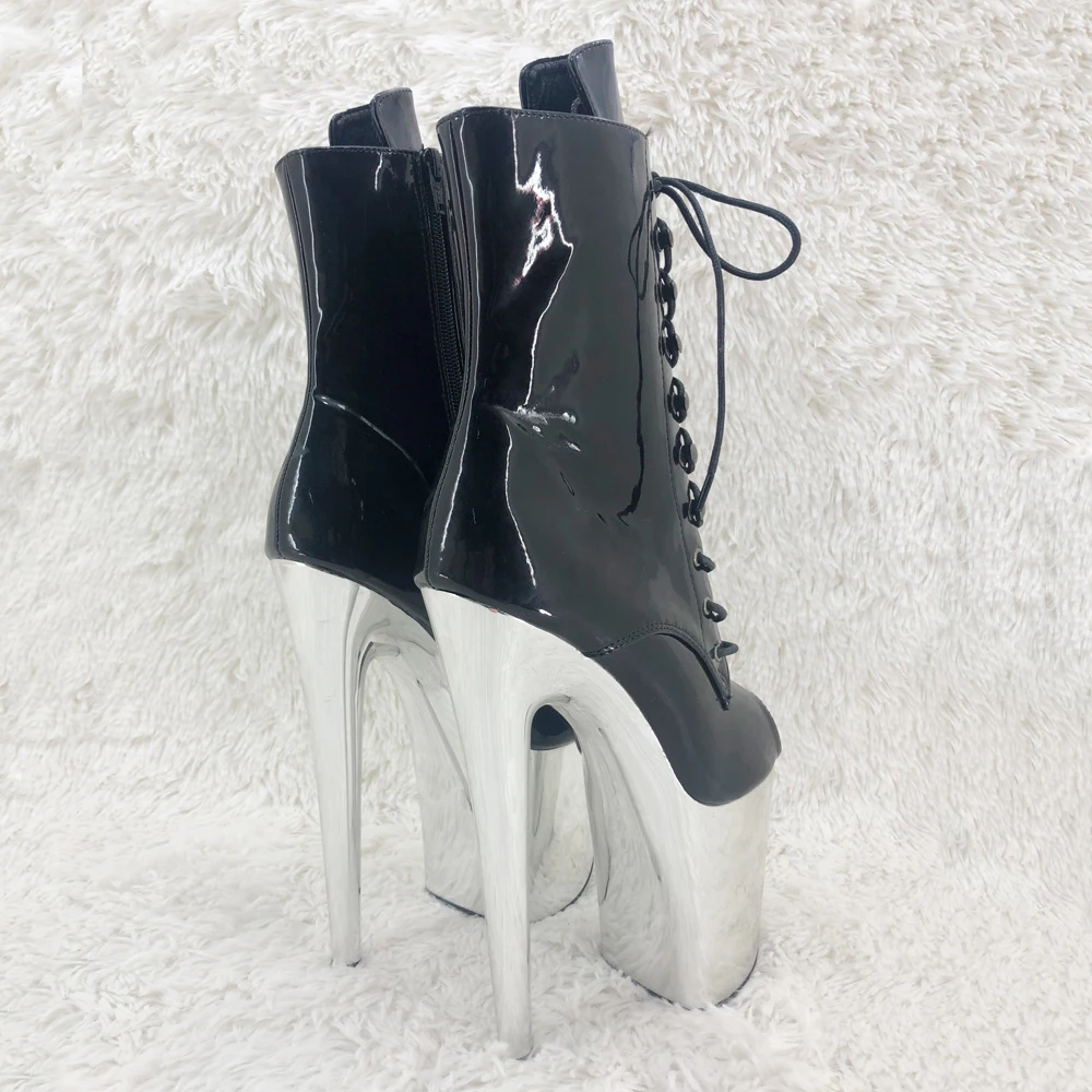 Leecabe 20cm/8inches patent upper  top open Pole Ankle High Heel platform   Pole Dancing boot