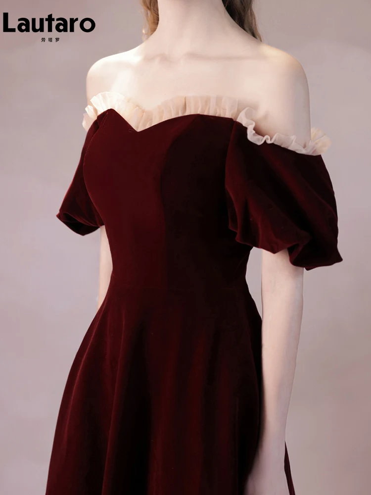 Lautaro Весна Осень Etra Длинные Оборки День Рождения Вечерние Бархатные Платья с