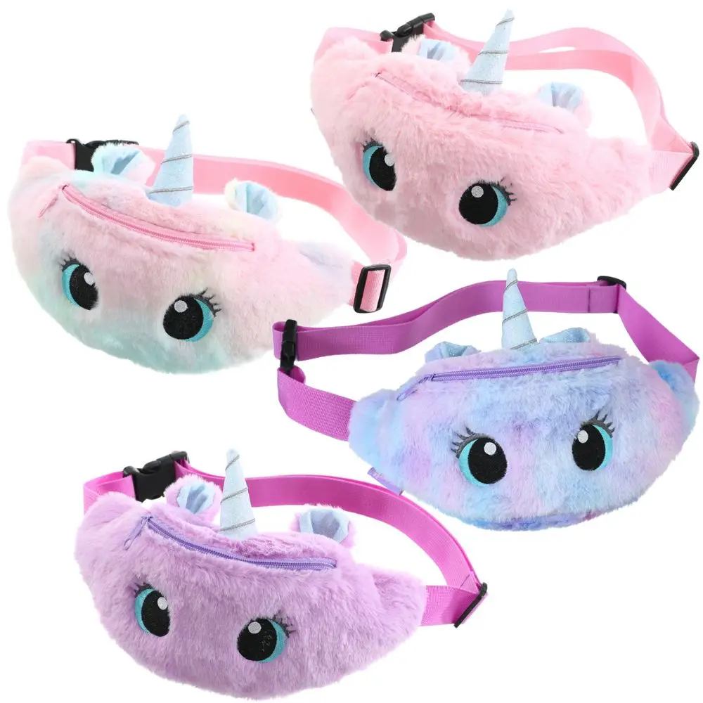 

Children's Fanny Pack Cute Unicorn Plush Toys Belt Gradient Color Chest Bag Cartoon Coin Purse Travel Chest Bag Girls Waist Bag