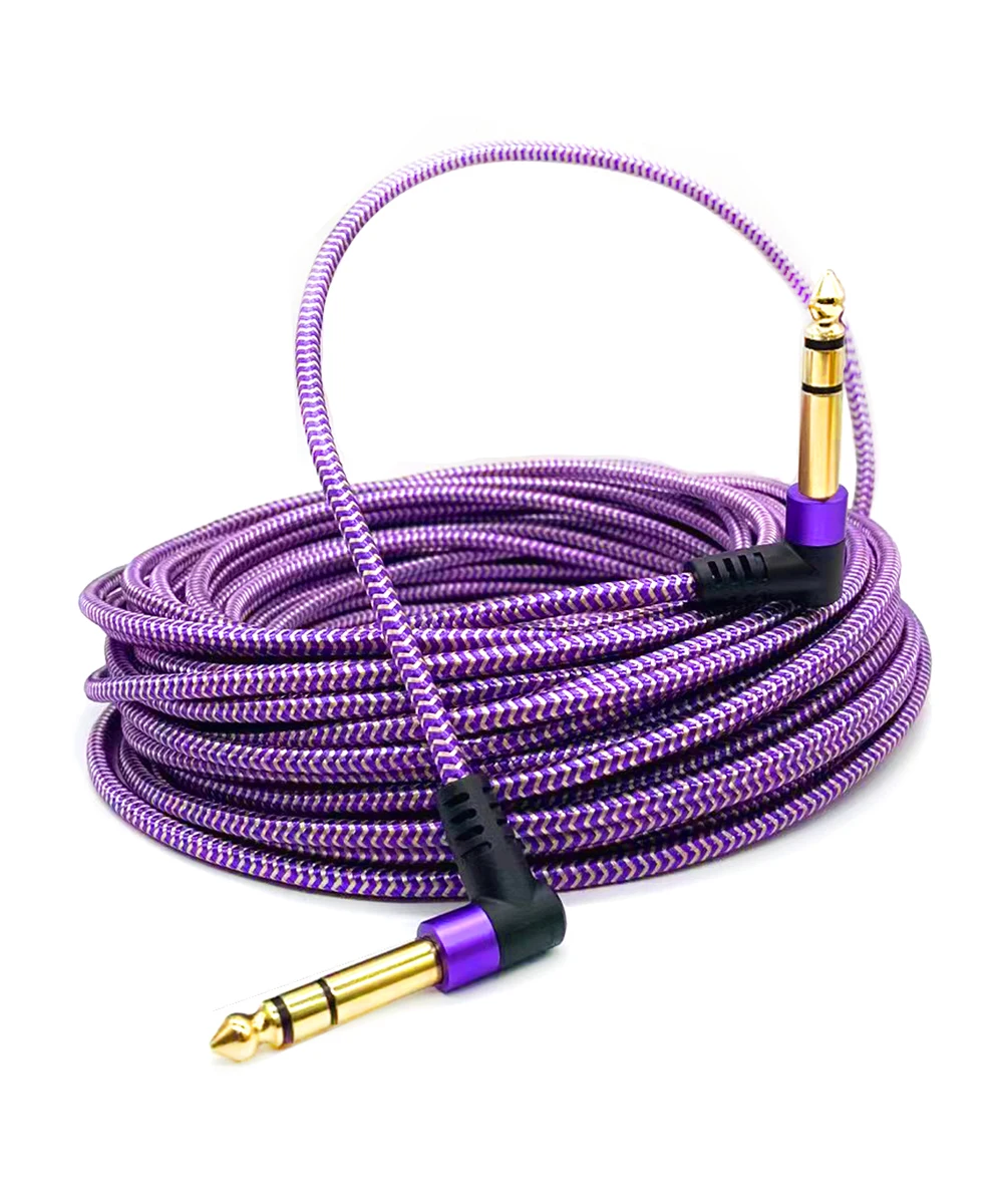 

15m/20m 6.5mm 6.35mm 1/4" Male to 3.5mm 1/8" Male TRS Stereo Audio AUX Cable with Zinc Alloy Housing Nylon Braid For Guitar PC