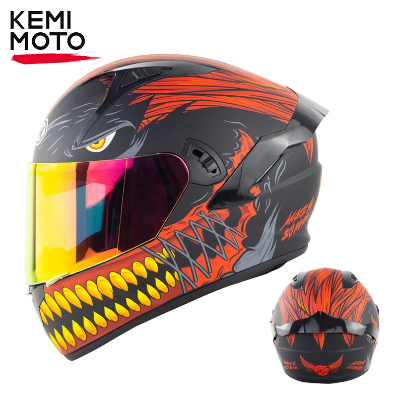 Motorcycle Helmets Motorcross Full face Cascos Moto Capacete DOT Approved Dual Lens with Large Rear Wing Motorbike Helmet enlarge
