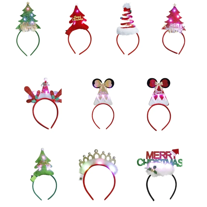 

Мигающая яркая Рождественская шляпа, повязка на голову, новинка, Рождественская светодиодная повязка на голову