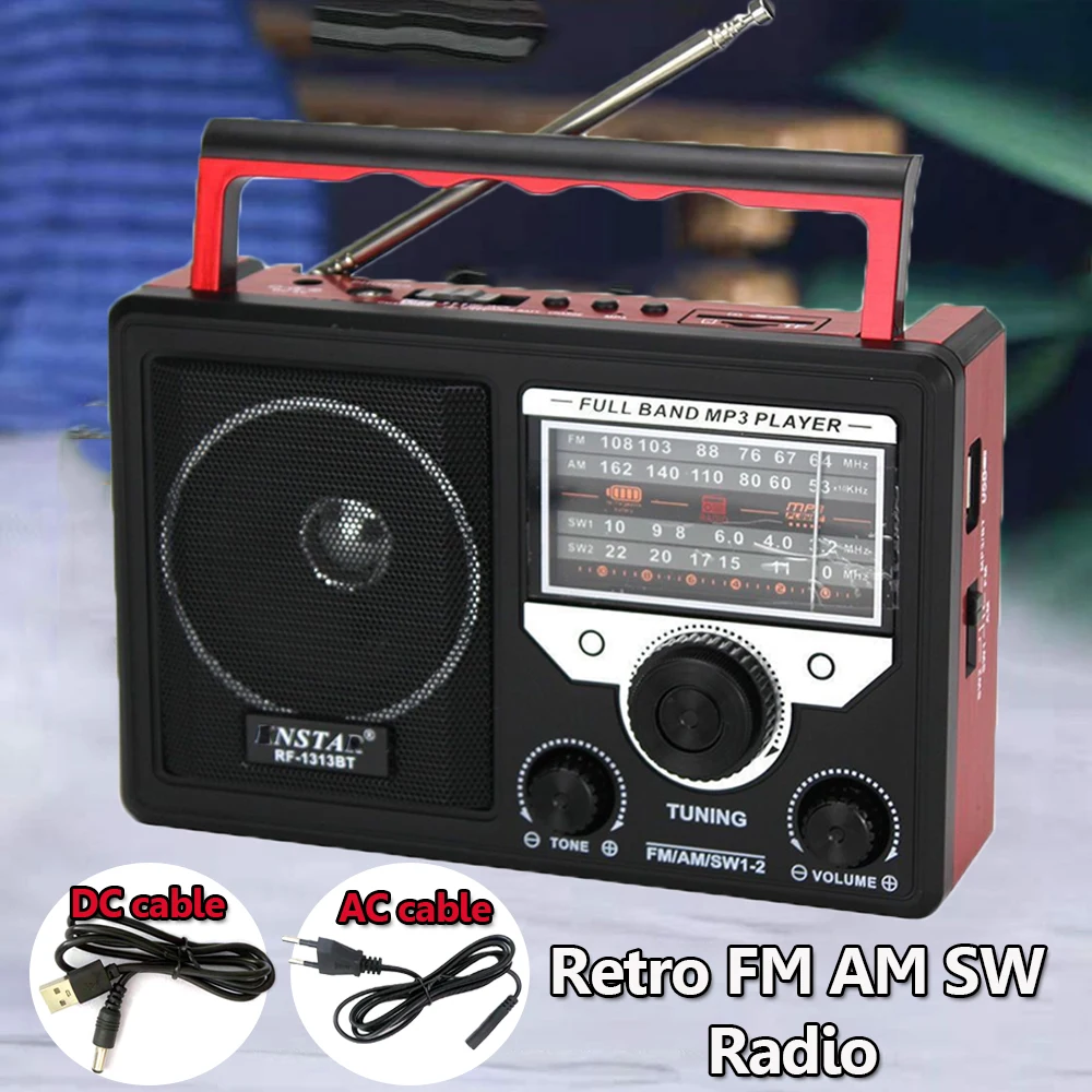 Портативный FM AM SW радиоприемник Высокочувствительный Беспроводная Bluetooth-колонка