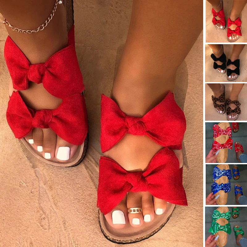 

Women Sandals 2022 Summer Slippers Casual Flat Female Bowknot Casual Beach Shoes for Woman Flip Flop Flats Chaussure Femme Black