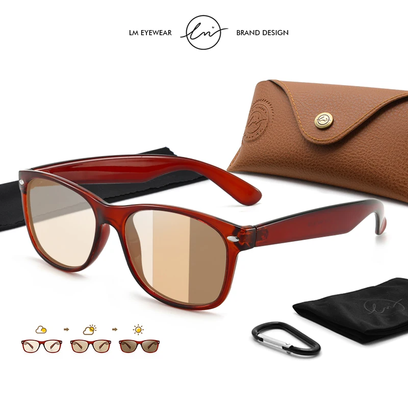

LM Classic Photochromic Sunglasses UV400 Vintage Polarized Brown Tea Lens Driving Sun Glasses For Women Men lunettes de soleil