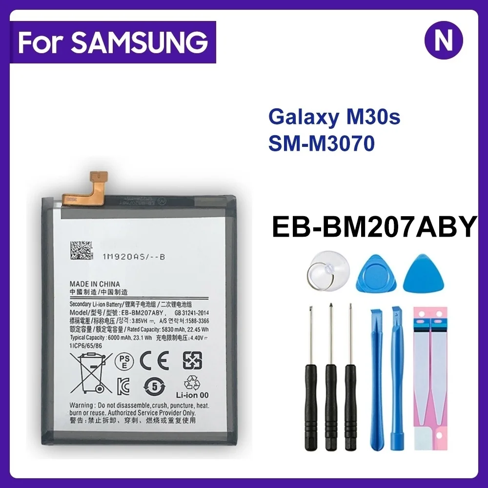Для SAMSUNG EB-BM207ABY Сменный аккумулятор емкостью 6000 мАч для Samsung Galaxy M30s SM-M3070
