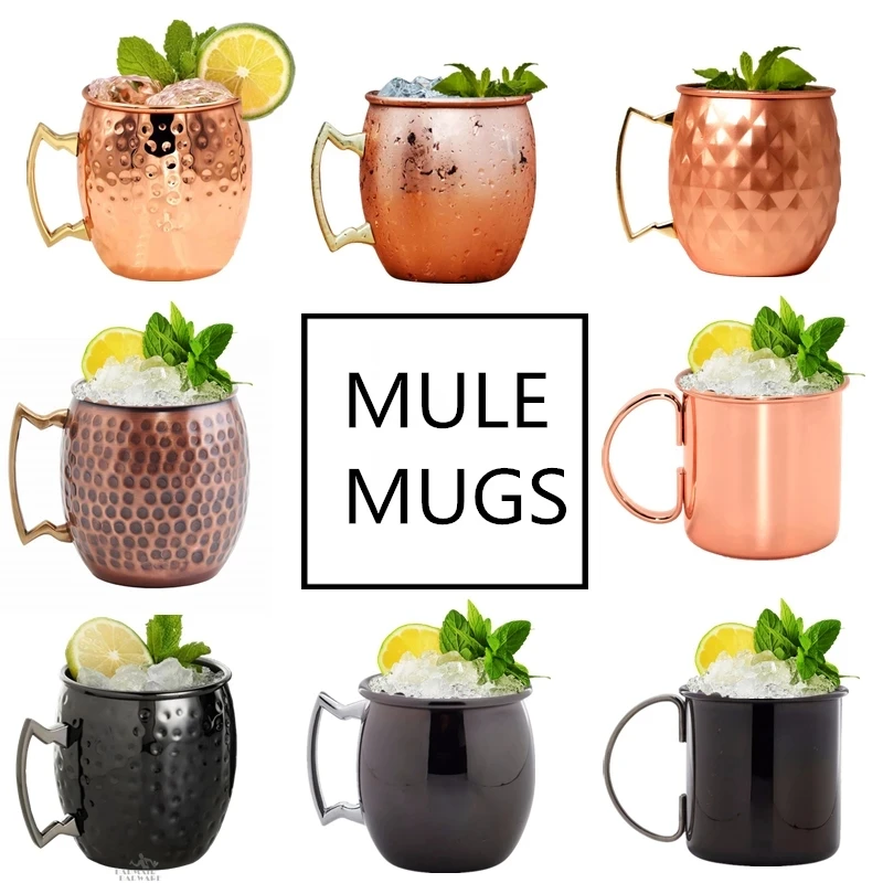 1pcs 550ml Moscow Mule Copper Mugs Metal Mug Cup Stainless Steel Beer Wine Coffee Cup Bar Tool