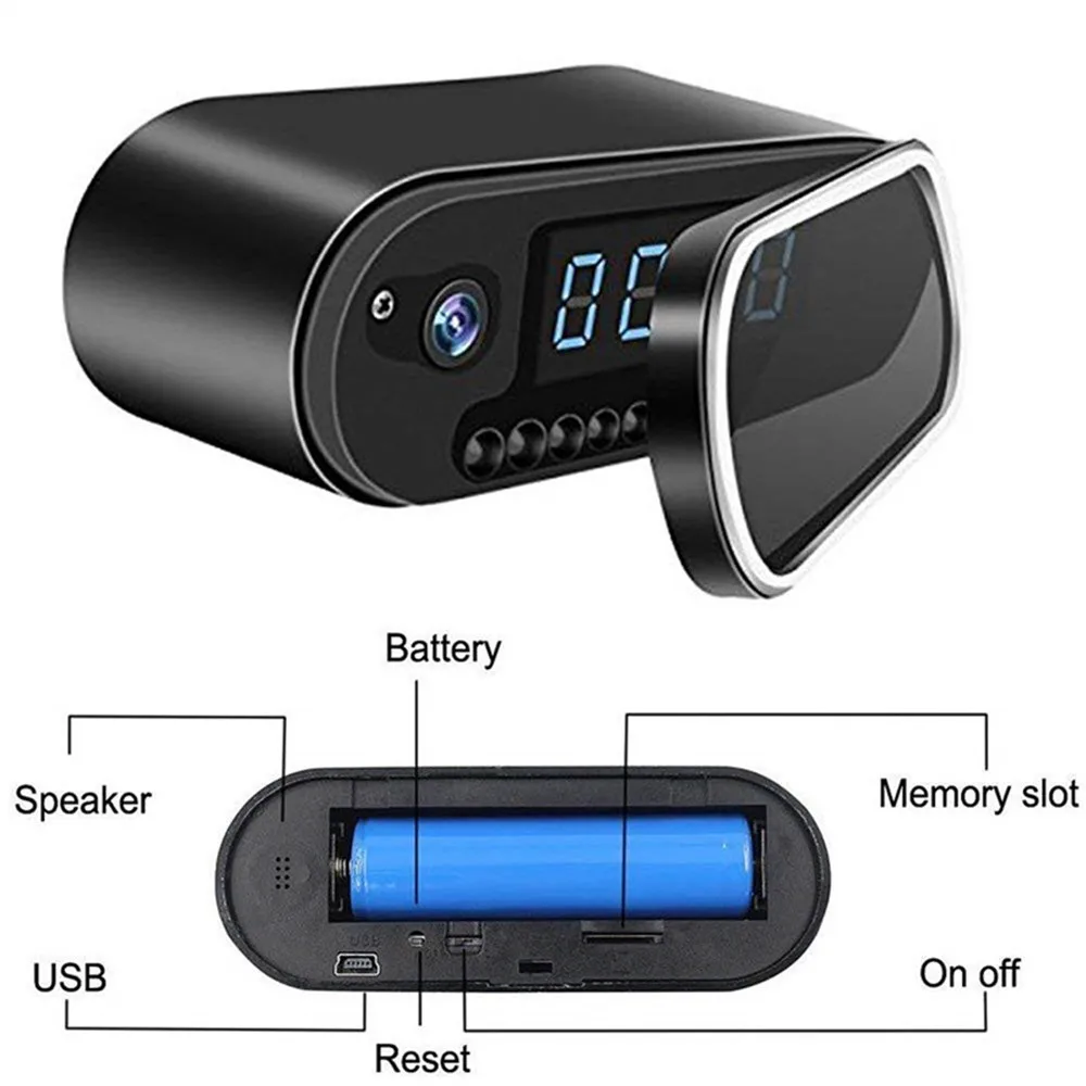 1080P Oculta Mini Camera Clock Wireless WIFI Micro Cam IR Night Alarm Camcorder Digital Clock Video Small Camera DVR,NO 2K/4K images - 6