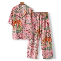 2022 new jungle tiger pyjama set for women viscose pajamas womens cotton pajama set spring summer home suit drop shipping