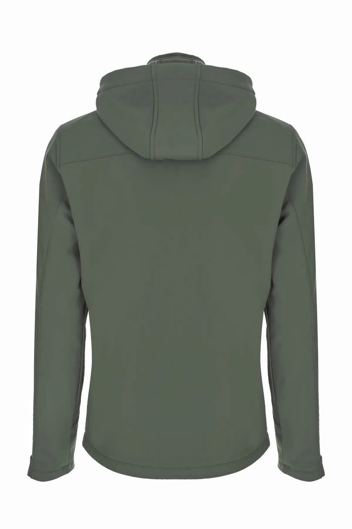 Men's Khaki Hooded Softshell Will Windproof Pocket Detailed Ici Shearling Winter Coat