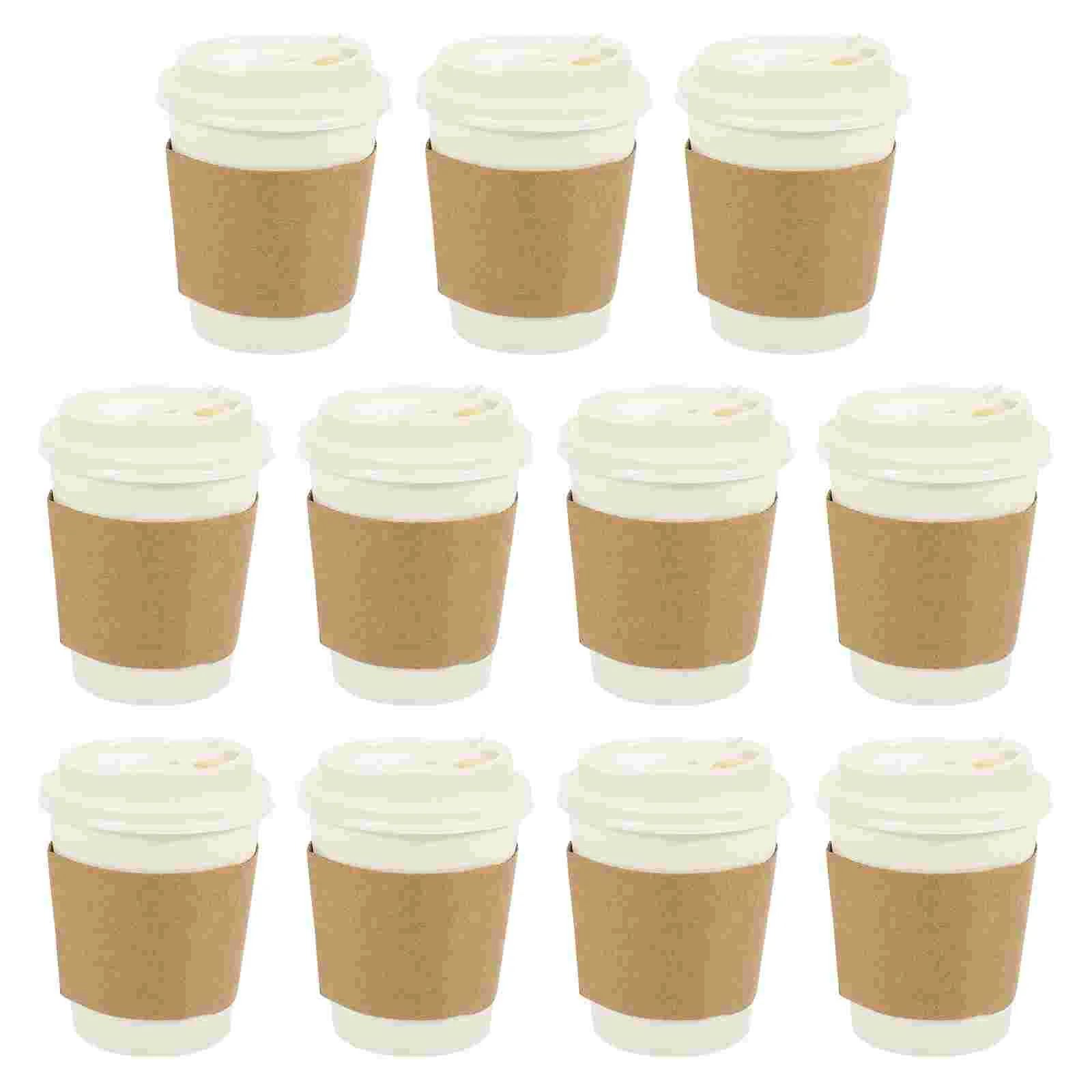 

Cups Paper Coffee Hot Disposable Cup Beveragelids Oz Mugs Espresso Drinksto Go Togo Container Take Out Brown Sleeve Dome Drink