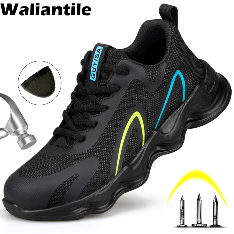 

Waliantile S3 Safety Work Shoes Boots For Men Male Non-slip Industrial Working Boots Steel Toe Anti-smashing Safety Sneakers Men