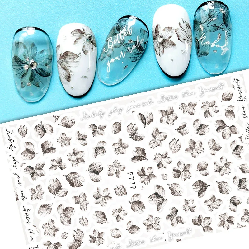 

Summer 3D Nail Sticker Art Sliders Specimen Dry Leaf Stickers for Nails Manicure Decals Decoraciones Accessories