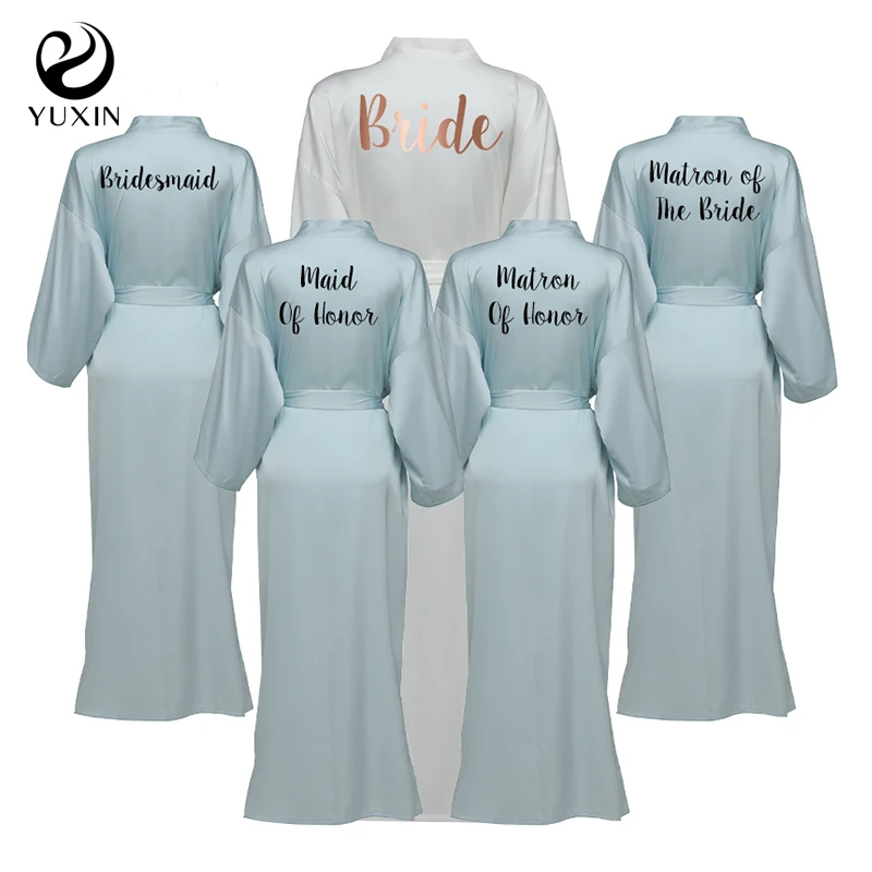 

Long Chiffon Satin Robes Graceful Silk Bride Robe Personalized Bridesmaid Robes For Wedding Light Blue Robes Kimono Robes