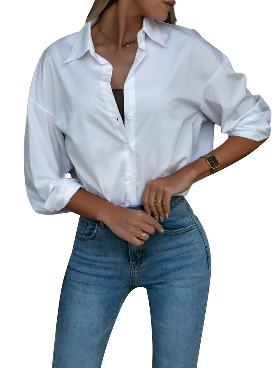 

Женская элегантная рубашка с V-образным вырезом