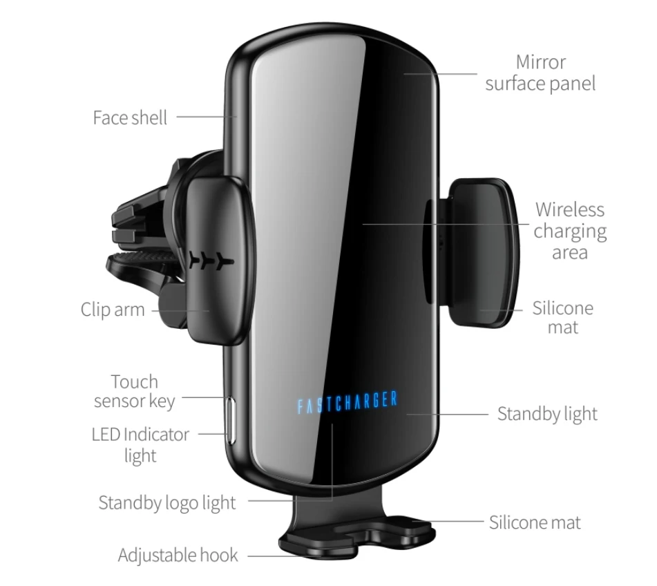 qcy 15w wireless smart senor car charger for iphone 13 12 pro max fast charging station air vent stand charger car charger mount free global shipping