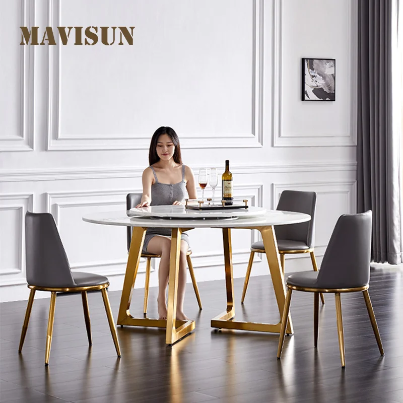 

Marble Dining Table For Living Room Furniture Postmodern Gloden Simple Modern Small Apartment Home Luxury Round Furniture