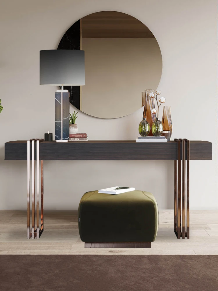 

The light luxury porch cabinet long bar table is close to the wall table, and the modern simple lobby table is used to partition