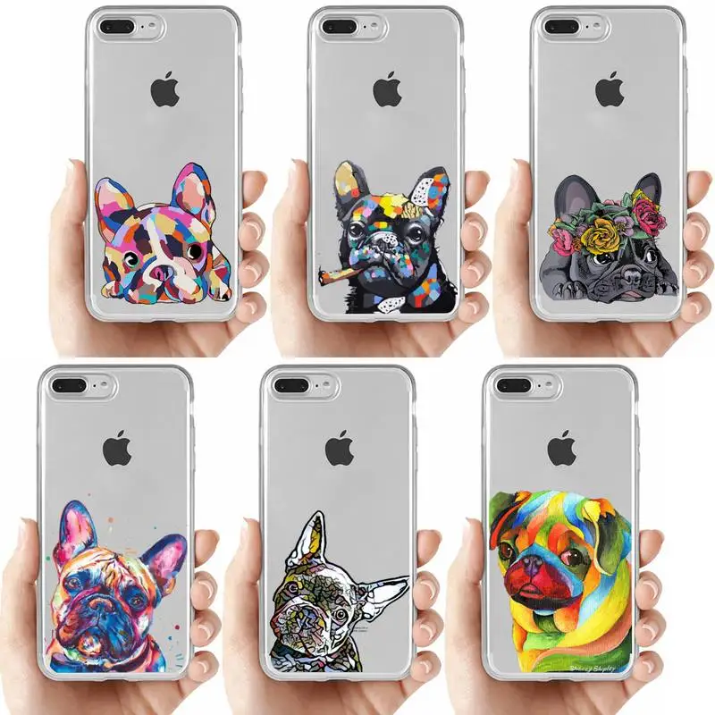 

YNDFCNB Pug Dog French Bulldog Phone Case For iPhone 13 14 Pro Max XS XR 12 11 Pro 13 Mini 6 7 8 Plus Soft Clear Back Cover