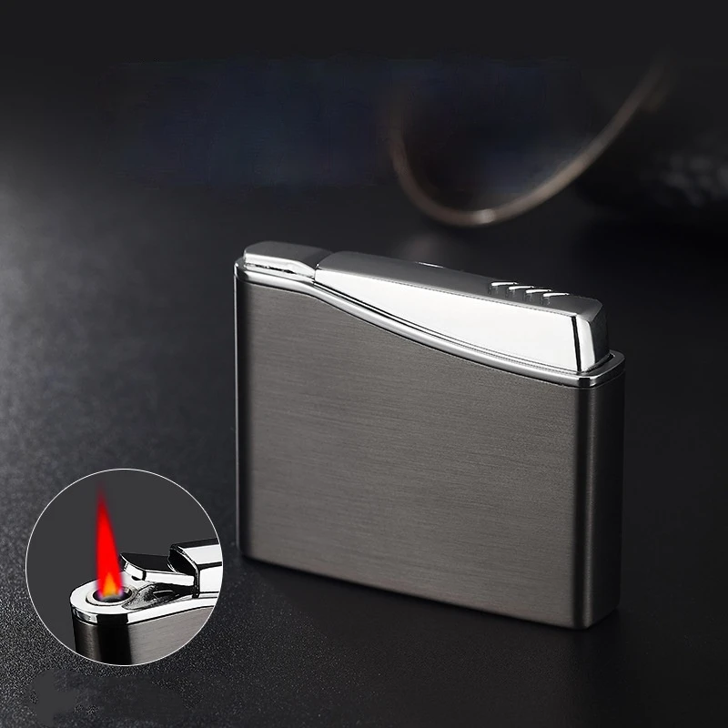 

2022 New Creative Butane Torch Metal Lighter Turbo Jet Red Flame Inflatable Windproof Cigarette Lighter Men's Tool