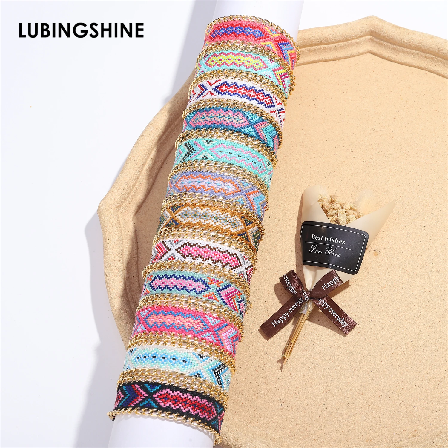 

12pcs Bohemian National Handmade Woven Bracelets Women Men Stainless Steel Chain Wide Cuff Fashion Jewelry Gift Anklet Wholesale