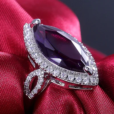 

Milangirl Luxury Vintage Baroque Micro-set Purple Crystals Zircon Wedding Jewelry Ring Engagement For Women jewelry