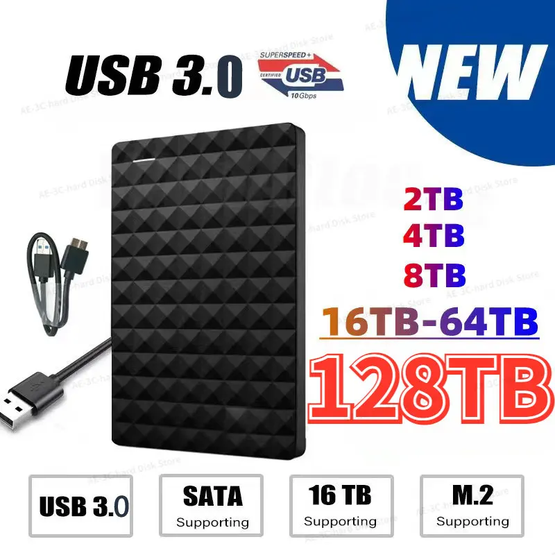 

Expansion HDD Drive Disk 128TB 64TB 32TB 2TB 4TB USB 3.0 External HDD 2.5inch Capacity External Hard Disk for Computer Portable