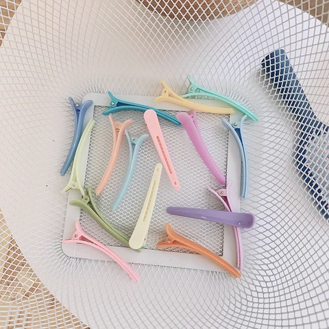 10 шт./лот, однотонные яркие цвета, профессиональные парикмахерские заколки для волос для женщин и девочек, 7,8 см, прямые зажимы в виде утконоса, аксессуары