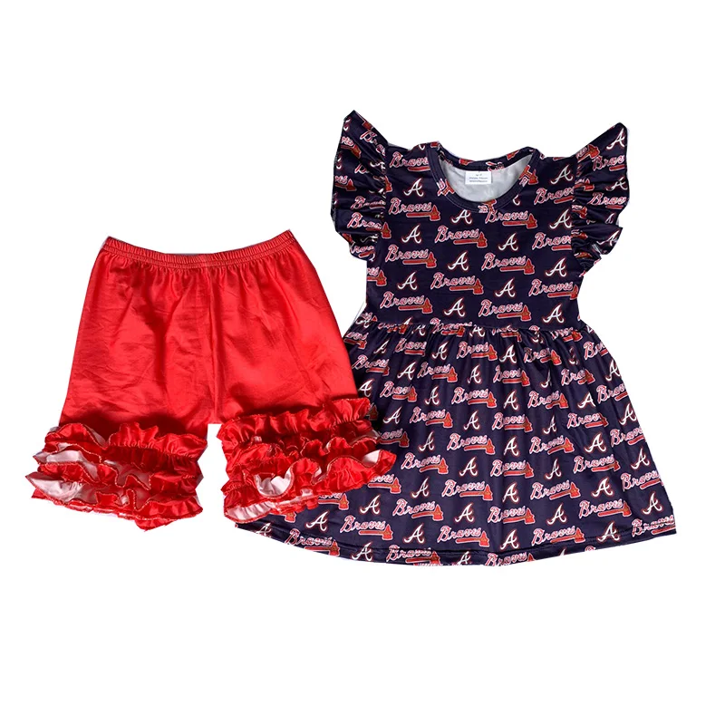 

Оптовая продажа, детская одежда футбольной команды, шорты с жемчужным рукавом, комплекты одежды для девочек