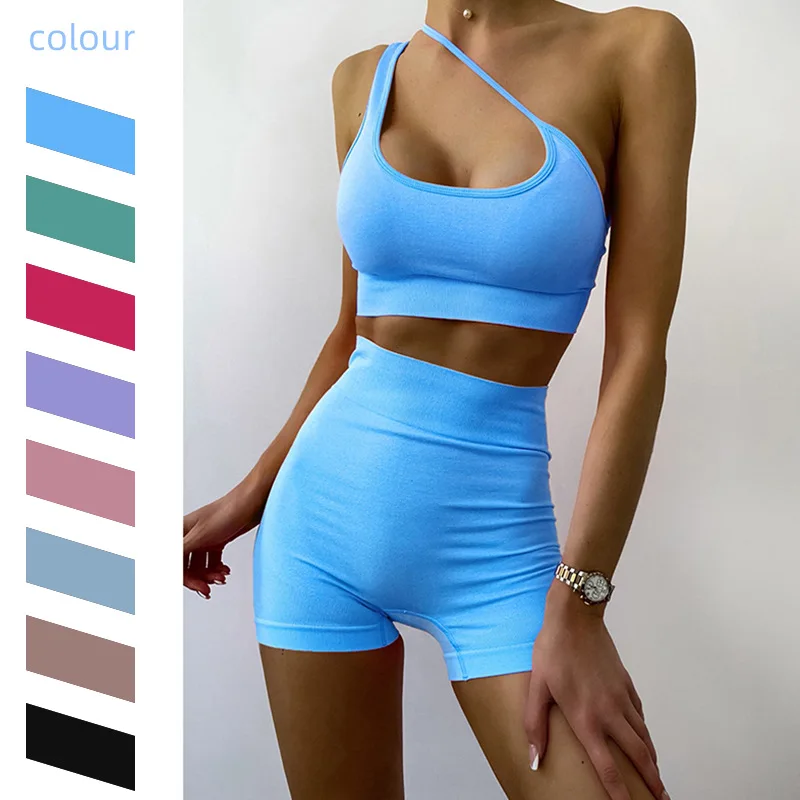 

2PCS Women Yoga Set Gym Set Sexy Bra Seamless Sports Shorts Workout Running Clothing Gym Wear Athletic Sport Suit