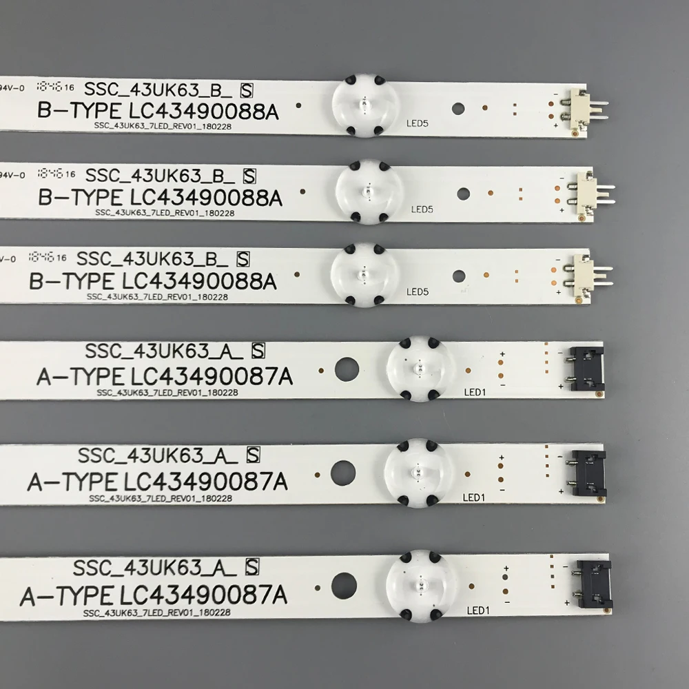 Светодиодная подсветка для телевизоров LG моделей 43UJ6300, 43UJ6500, 43UJ6560, 43UJ651V, 43UJ561V, 43UJ701V, 43UK6200, 43UJ630V, 43UJ635V и 43LJ614V.