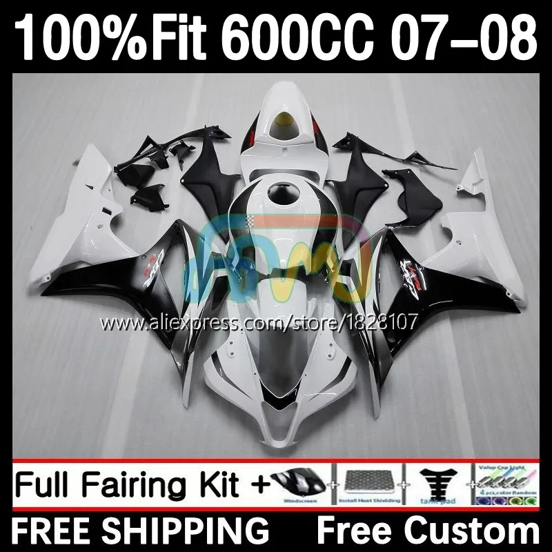 

Injection For HONDA 600CC CBR Black white 600 RR CBR600 CC 600RR 600F5 F5 25No.16 CBR600RR 07 08 CBR600F5 2007 2008 OEM Fairing