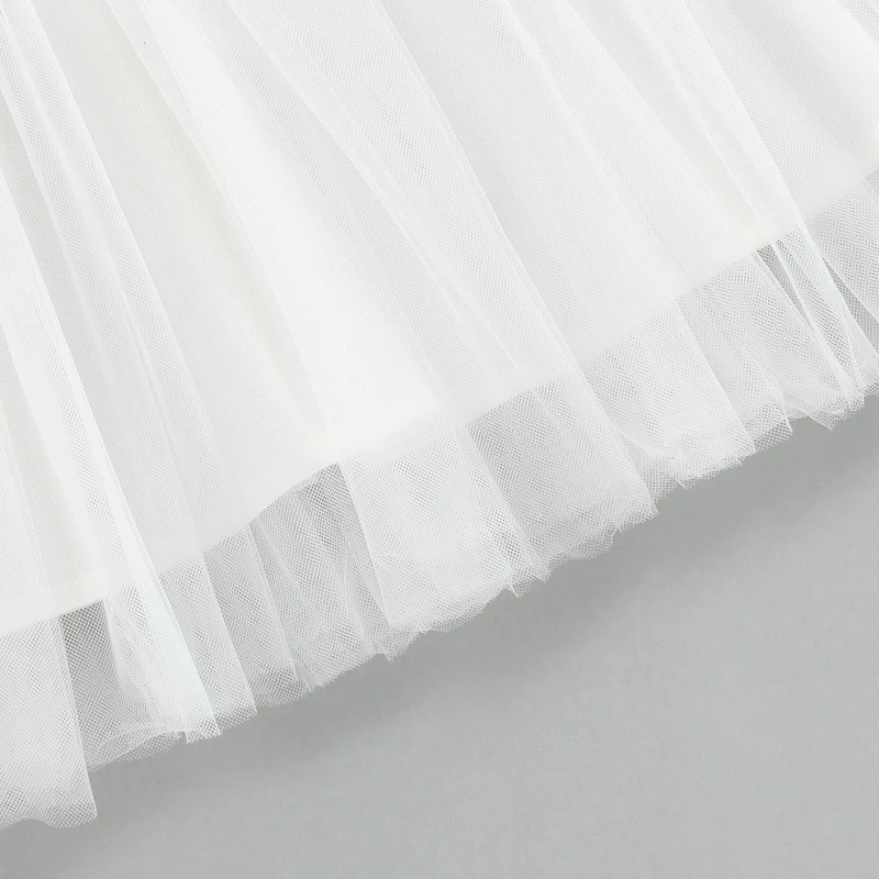 Kids Girl’s Tulle Dress Sleeveless Pleated Solid Summer for Party Stage Show
