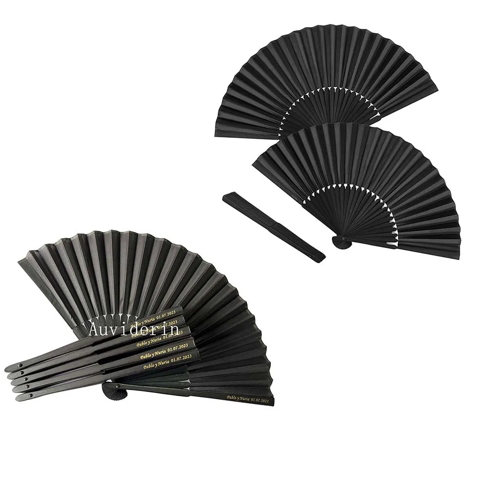 36/20 шт. черный ручной складной веер с принтом логотипа для рекламного подарка